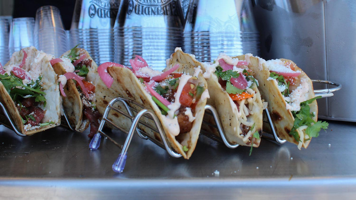 Cheese Crusted, Fully-Loaded Beef Tacos