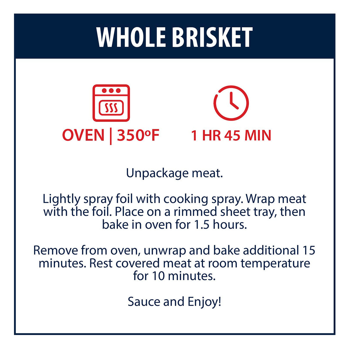 Whole Brisket Reheating Information