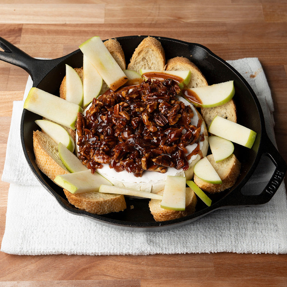 Whiskey Blues Baked Brie with Bacon & Pecans