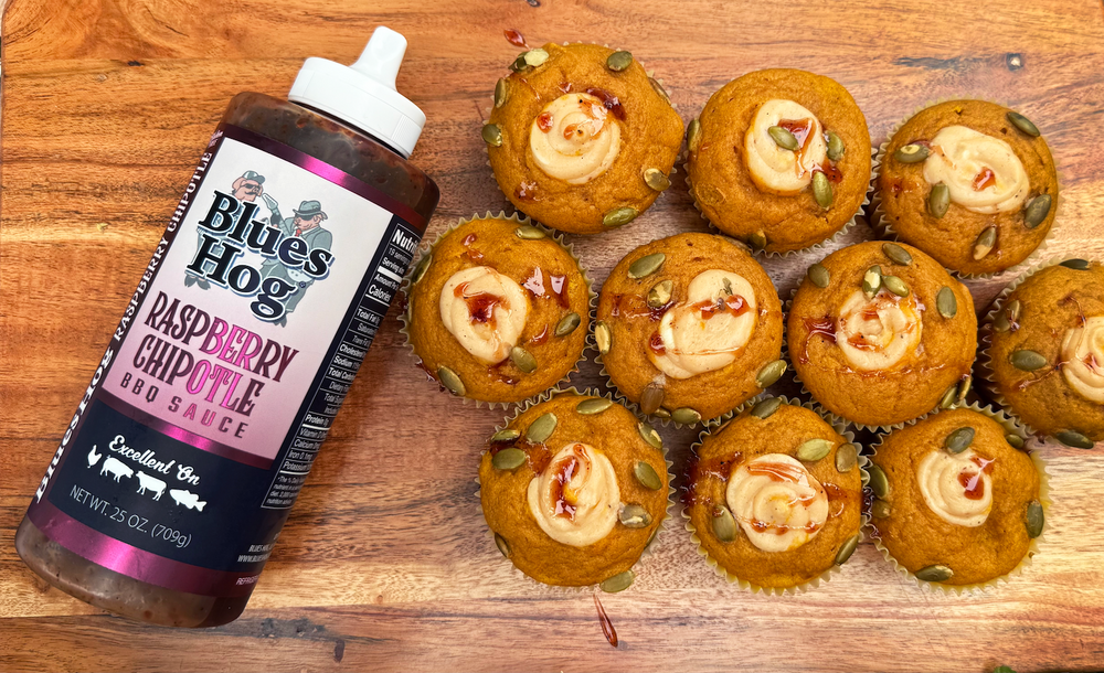 Pumpkin Raspberry Chipotle Cheesecake Muffins