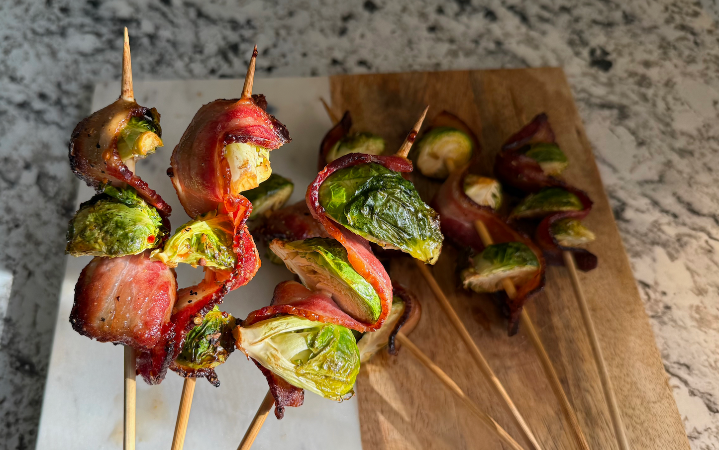 Sweet Chili Bacon Wrapped Brussel Sprouts