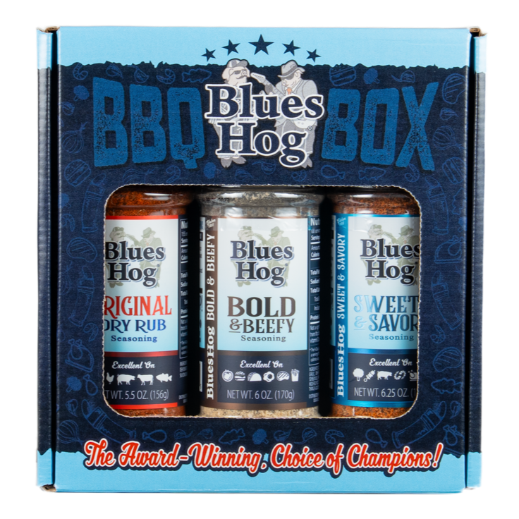 Blues Hog Seasonings BBQ Box – Original, Bold & Beefy & Sweet & Savory Variety Pack – All‑Natural Dry Rub Gift Set, Gluten‑Free, Made in the USA