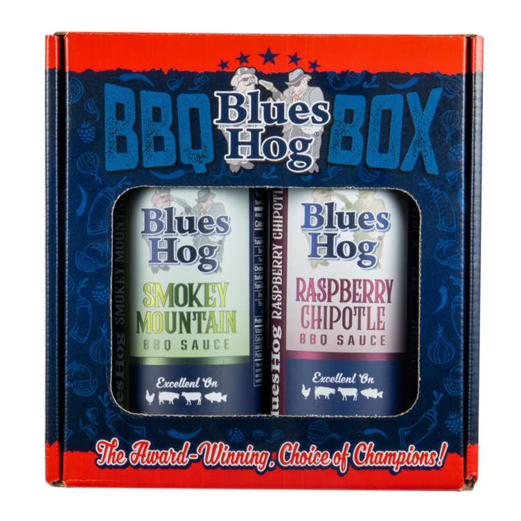 Blues Hog Sauce BBQ Box – Raspberry Chipotle & Smokey Mountain Duo Pack - Sauce Sampler Gift Set, All‑Natural & Made in the USA