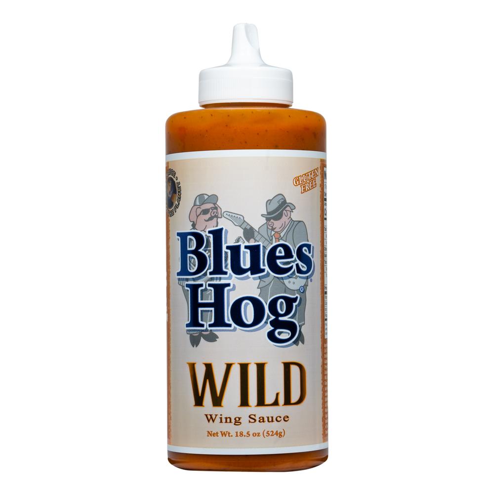 Front of a bottle of Blues Hog Wild Wing Sauce