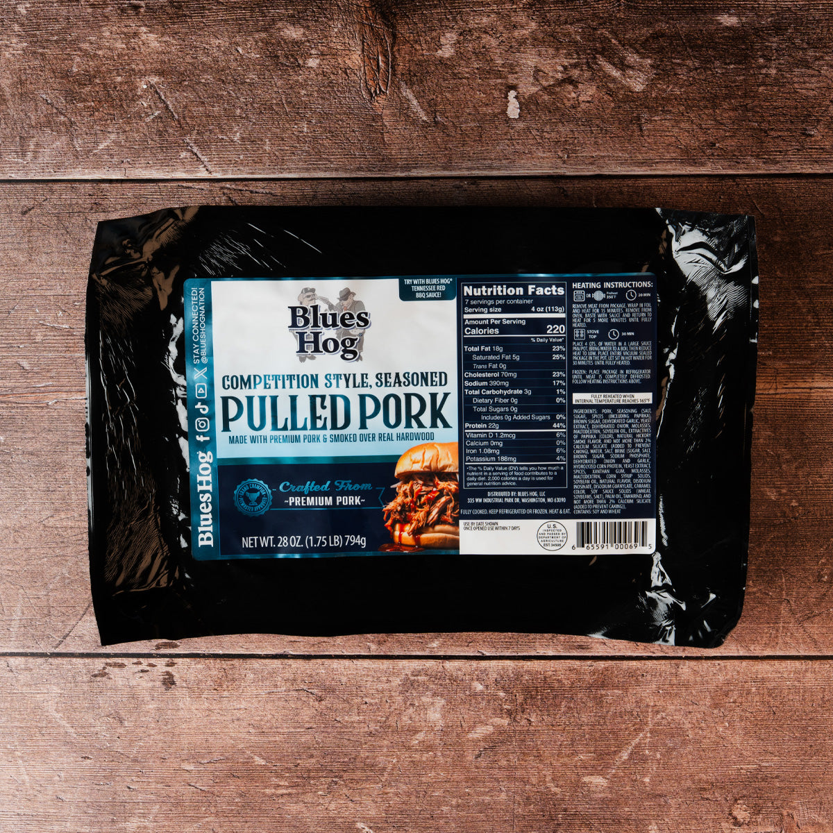 Competition Style, Pulled Pork - 1.75 lb. - Blues Hog
