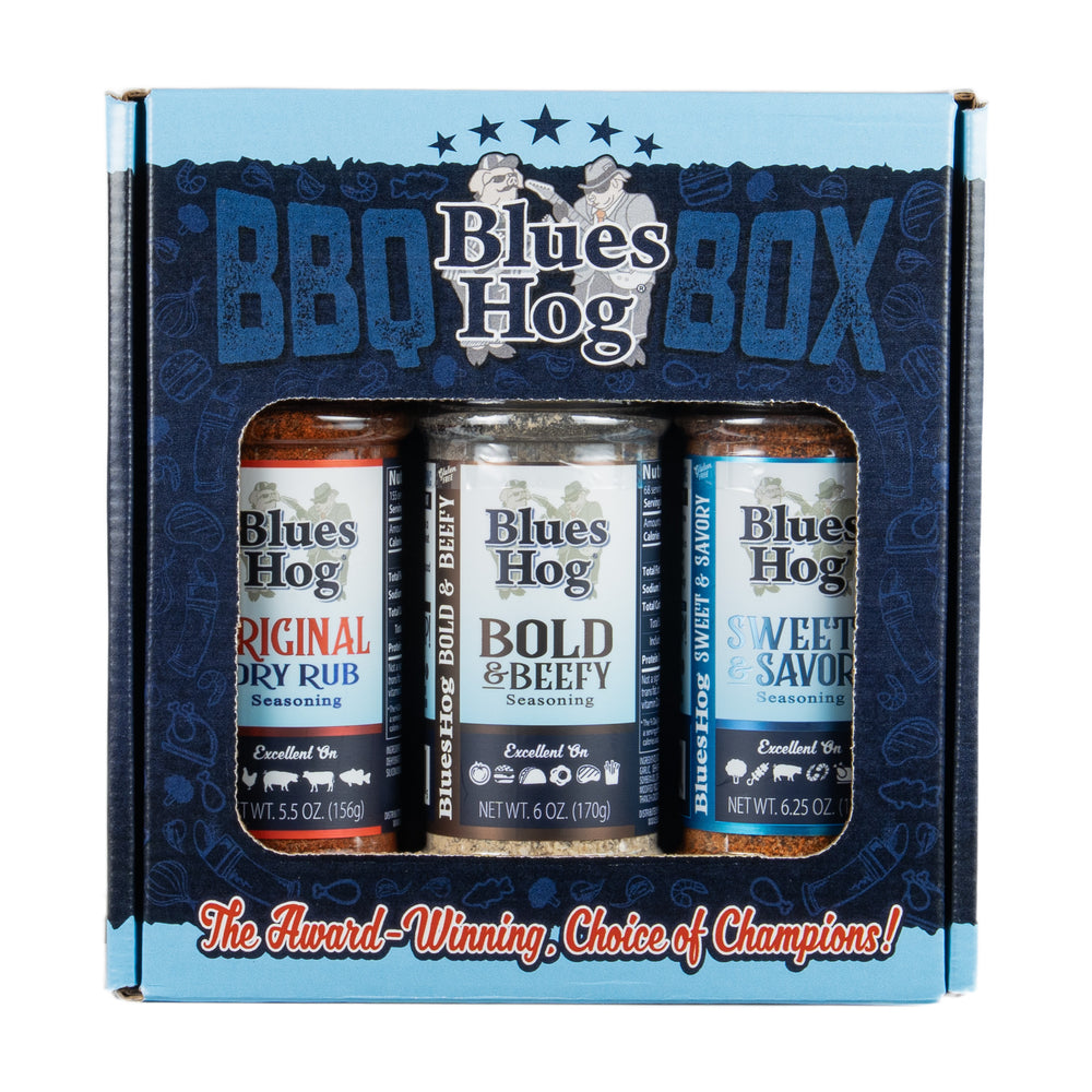 Blues Hog Seasonings BBQ Box – Original, Bold & Beefy & Sweet & Savory Variety Pack – All‑Natural Dry Rub Gift Set, Gluten‑Free, Made in the USA - Blues Hog