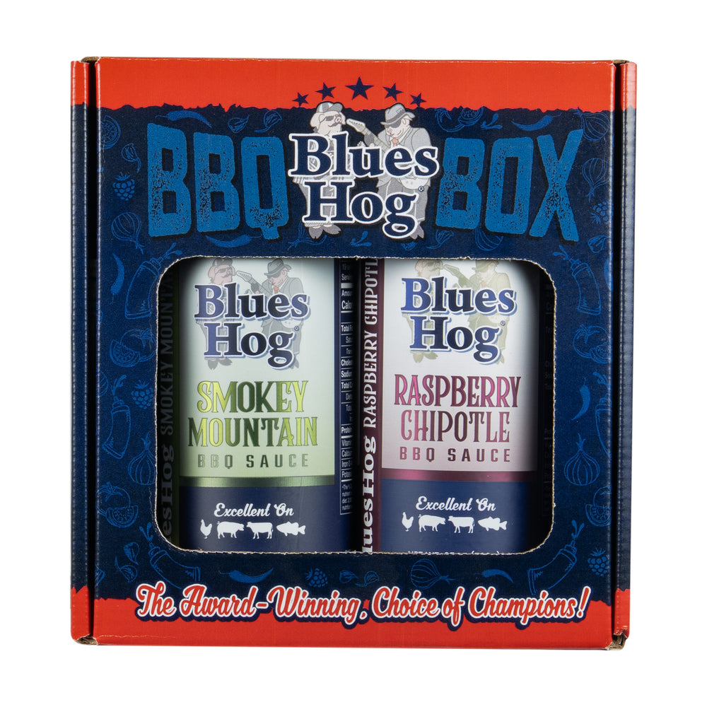 Blues Hog Sauce BBQ Box – Raspberry Chipotle & Smokey Mountain Duo Pack - Sauce Sampler Gift Set, All‑Natural & Made in the USA