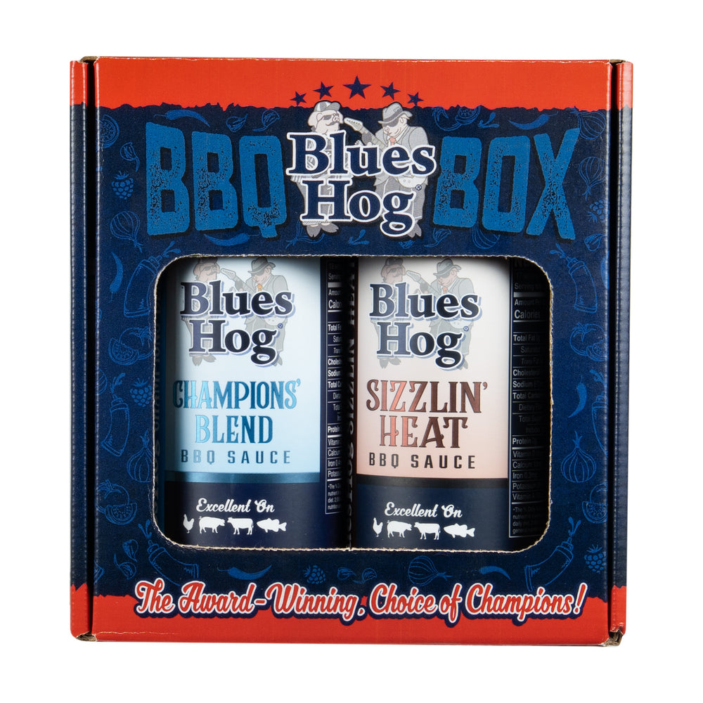 Blues Hog Sauce BBQ Box – Champions’ Blend & Sizzlin’ Heat Sampler | Bold BBQ Sauce Variety Pack, All-Natural, Made in the USA - Blues Hog