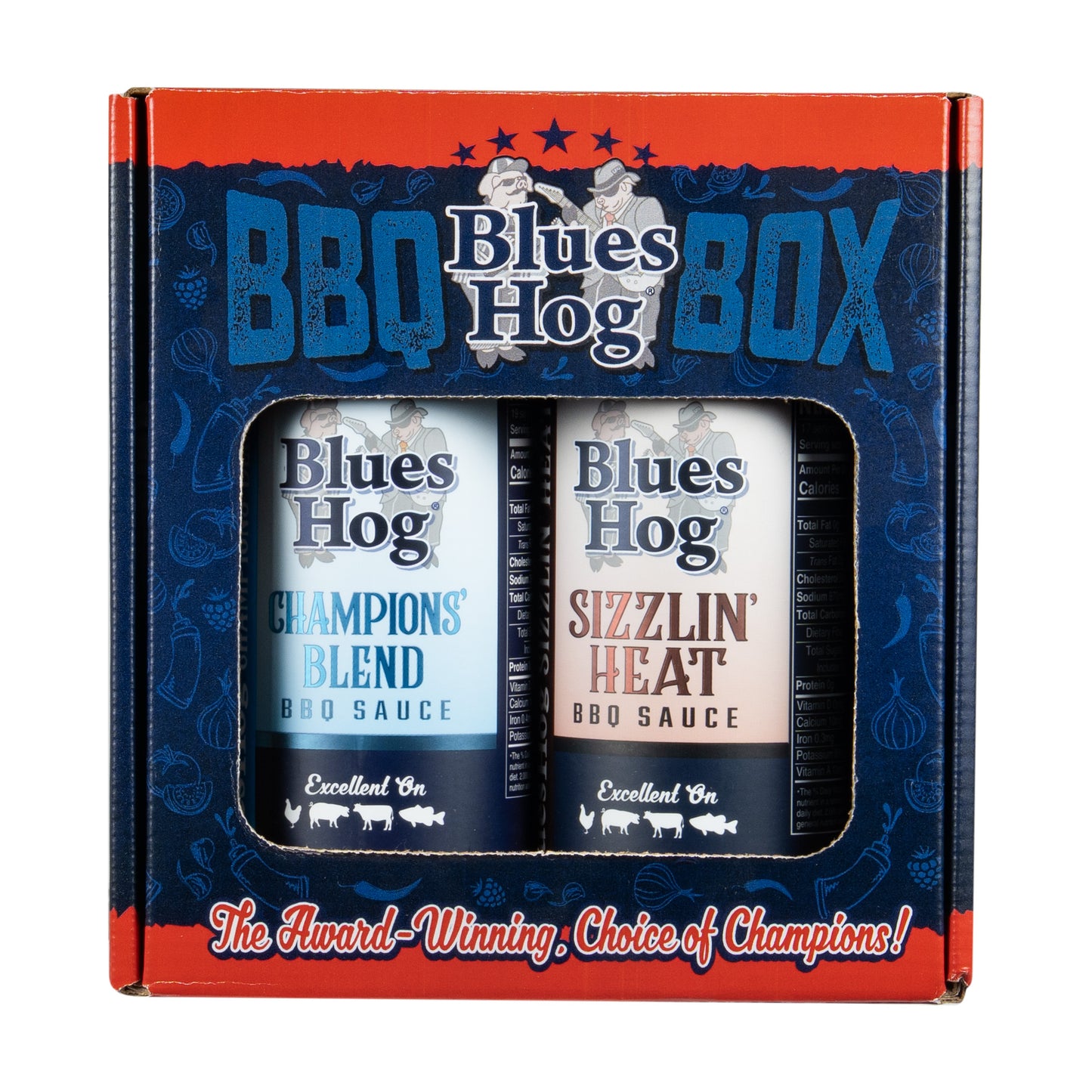 Blues Hog Sauce BBQ Box – Champions’ Blend & Sizzlin’ Heat Sampler | Bold BBQ Sauce Variety Pack, All-Natural, Made in the USA - Blues Hog