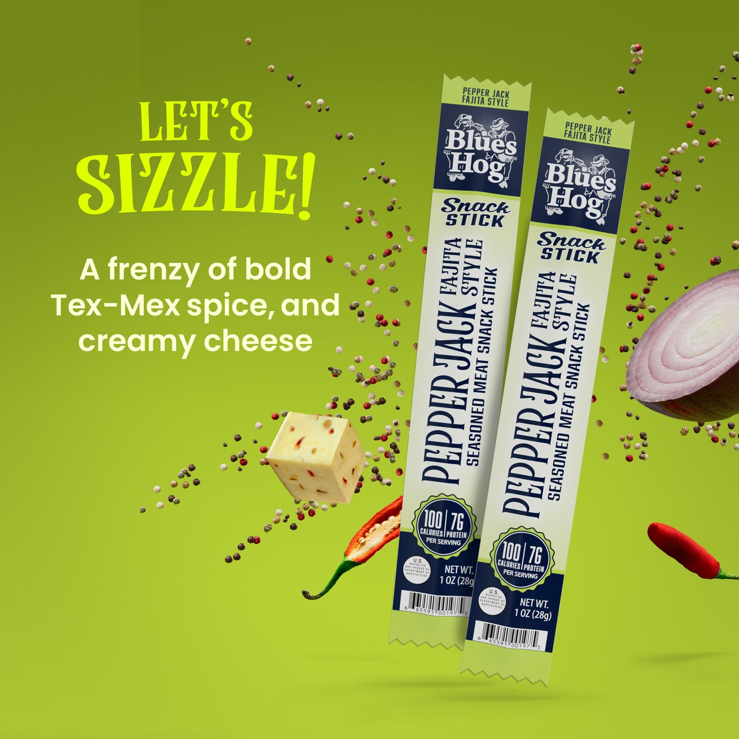 Pepper Jack Fajita Style Snack Sticks - Blues Hog