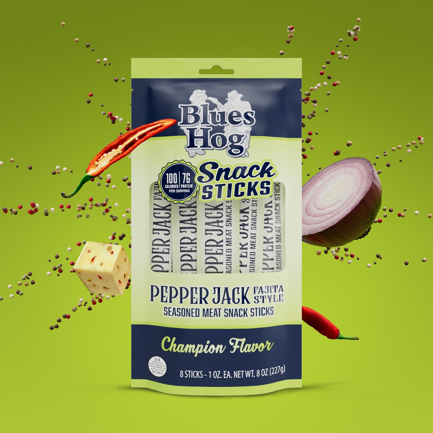 Pepper Jack Fajita Style Snack Sticks - Blues Hog