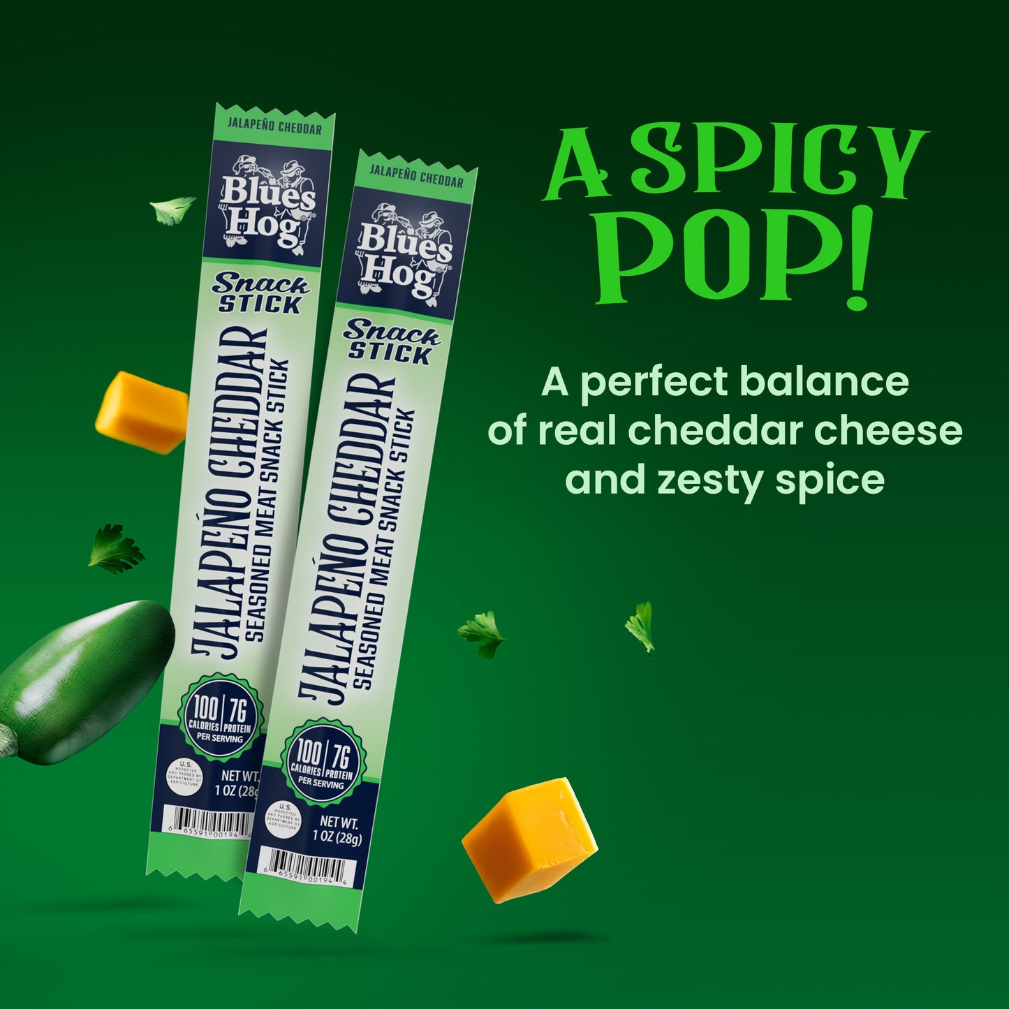 Jalapeño Cheddar Snack Sticks - Blues Hog