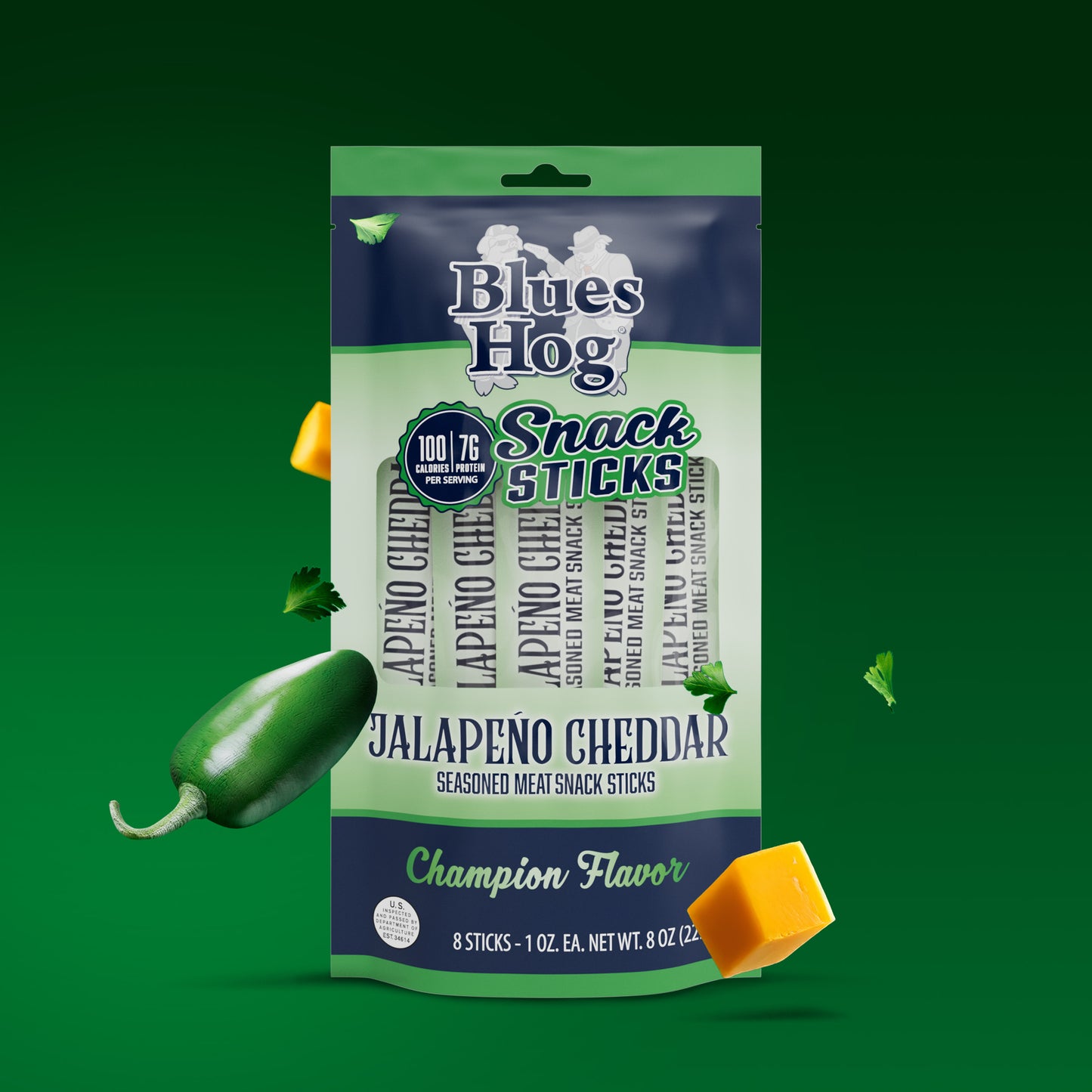 Jalapeño Cheddar Snack Sticks - Blues Hog