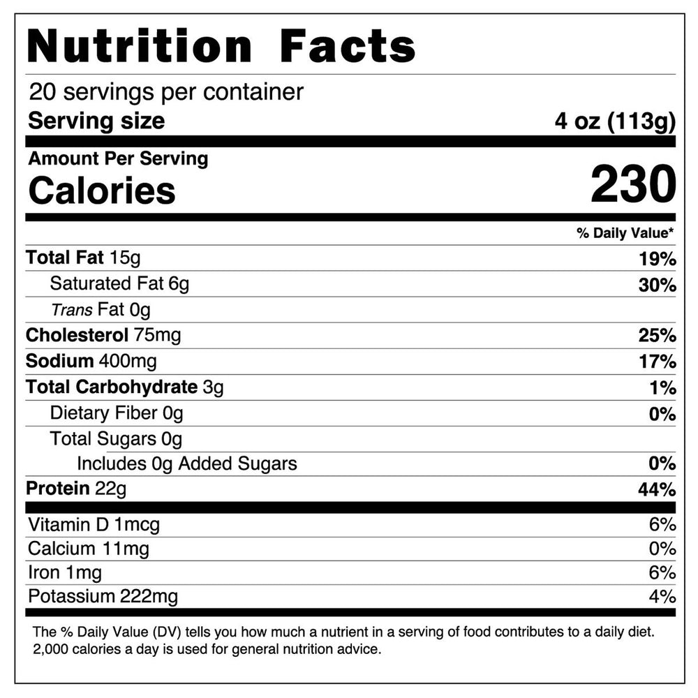 
                      
                        Pulled Pork 5 Nutrition Panel
                      
                    