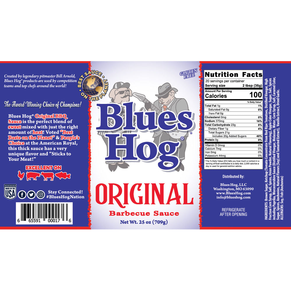 
                  
                    Blues Hog Original barbecue sauce label
                  
                