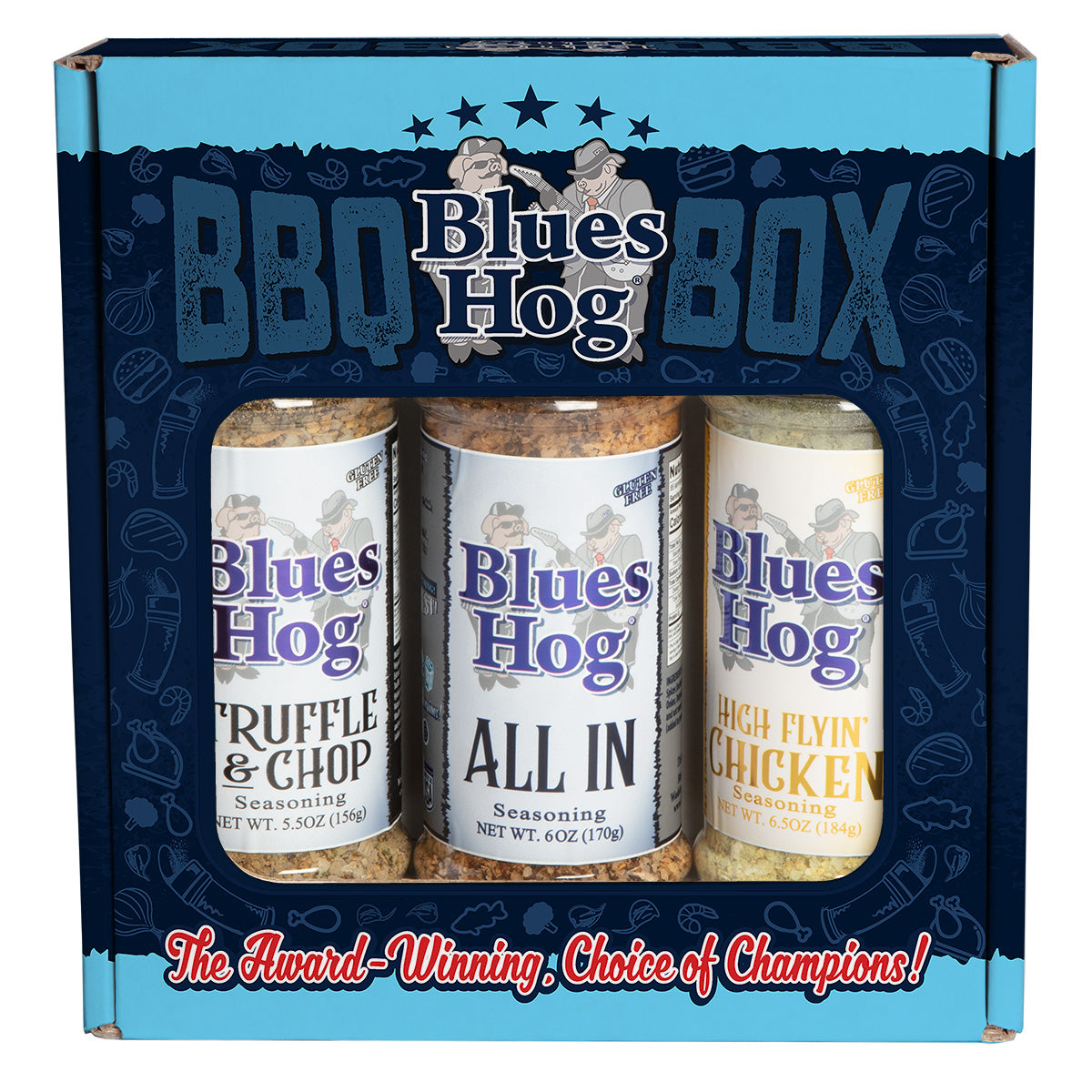 Seasonings BBQ Box - All In, High Flyin' Chicken, and Truffle & Chop - Blues Hog
